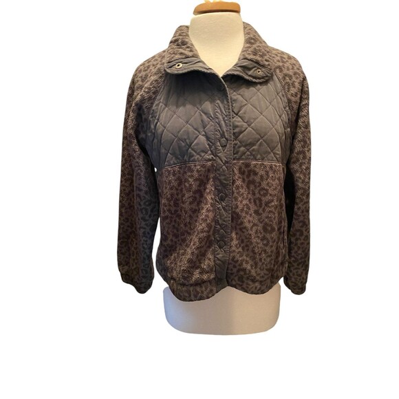 Abercrombie and fitch Gray Charcoal button up fleece Jacket Women’s M - Picture 1 of 5
